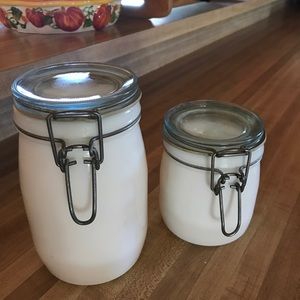 Vintage Wheaton milk glass canisters